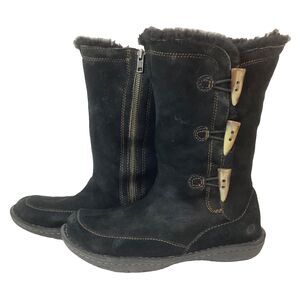 Born Leather Shearling Boots -Women's Sz 8 -Black Mid-Calf -Zip-Up - W31305